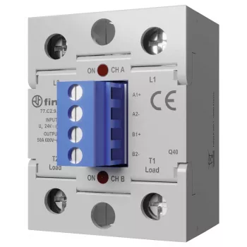Finder serie 77 halvlederrelæ, 50 A, 660 V AC, 24 V DC styring, momentankobling 77C290248671