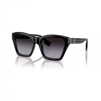 Burberry BE439130018G5 Women's Square Acetate Sunglasses, Black Frame, Grey Gradient Lenses, 54mm