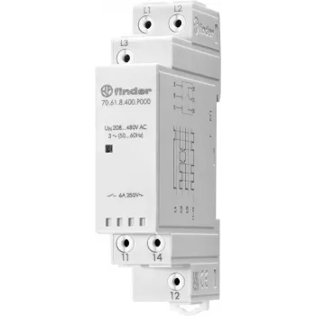 Finder 70.61.8.400.P000 3-faset spændingsovervågningsrelæ, 400 V AC, 1 CO, DIN-skinne