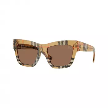 Burberry BE4449-414673 dame-solbriller, firkantet acetatstel, Havana/skildpadde, brune glas, 53/19/140 mm