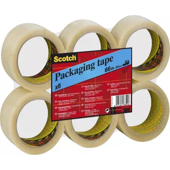 3M Scotch pakketape 6890, 50mm x 66m, transparent PVC, stærk klæbeevne, lydsvag, 50 mikron - 1 rulle (PVC6RT)