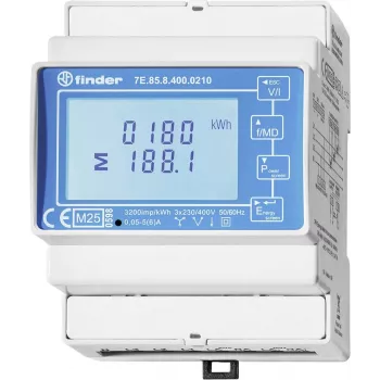 Finder 7E.85.8.400.0212 enfaset digital elmåler, 230 V AC, 40 A, DIN-skinne, 1 modul, S0-impulsudgang