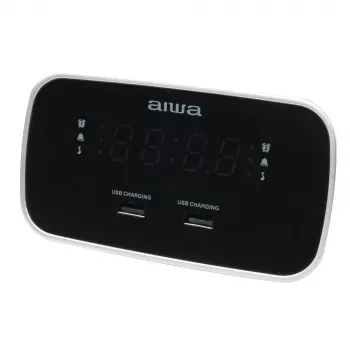AIWA CRU-19RD rød Radiovækkeur med FM/AM-Tuner, Dobbeltalarm, Snooze, Sleep-Timer, LED-Display, Batteri-Backup