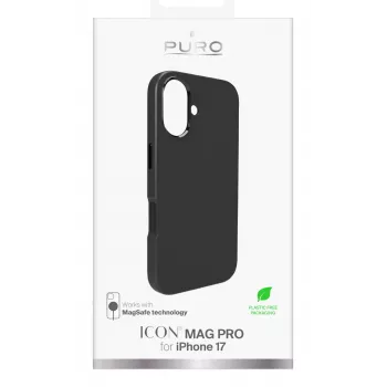 PURO Icon cover til Apple iPhone 17, MagSafe-kompatibel, sort (PUIPC1763ICONMPBLK)