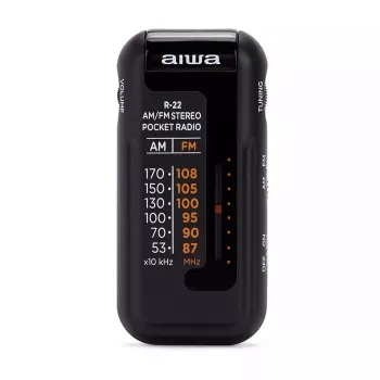 AIWA R-22BK lommeradio med hovedtelefoner, FM/AM, sort