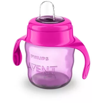 Philips AVENT Easy Sip træningstumling med håndtag, 6M+, 200 ml, silikonehældetud, pink