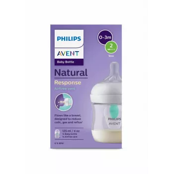 Philips Avent Natural Response anti-kolik babyflaske med AirFree-ventil, 125 ml, Newborn Flow 1, 0m+