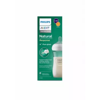 Philips AVENT Natural Response glas babyflaske 240 ml, Medium Flow sut, 1m+