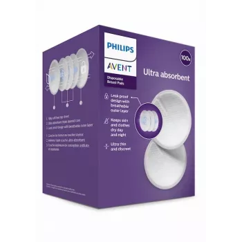 Philips Avent engangs-ammepads (100 stk.) | ultra-absorberende, konturformede, individuelt pakkede