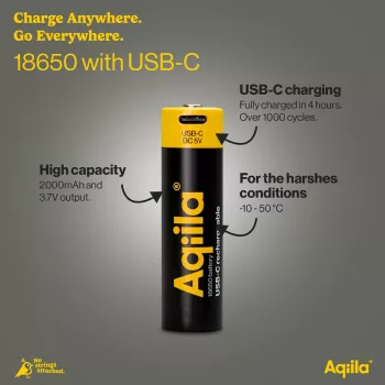 AQIILA AQ18018650398C1 USB-C Rechargeable NiMH Battery, 1.2 V, 1 pc