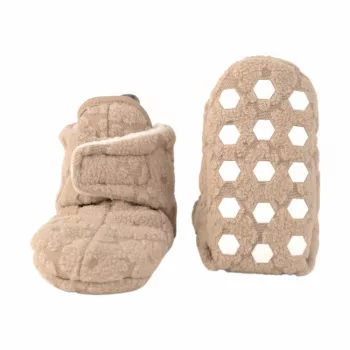 Lodger Slipper Folklore fleece babyhjemmesko, beige, 6-12 måneder