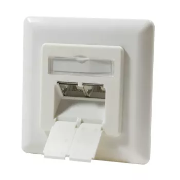 DSIT DC-Wall-In-STP6-I Flush-Mount Cat. 6 Shielded Double RJ45 Outlet, Ivory