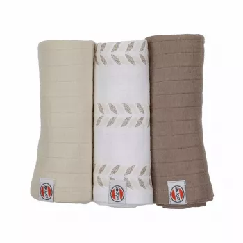 Lodger Swadler Solid Matcha bomulds-pucktæppe, Birch, 70x70 cm, 3-pak