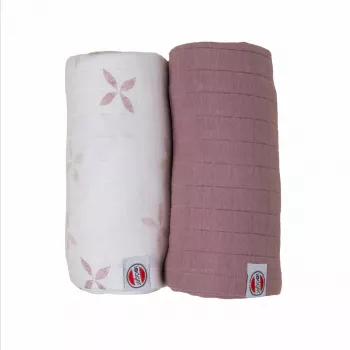 Lodger Swadler Solid Matcha bomulds-pucktuch, Powder Rose, 110x110 cm, 2-pak