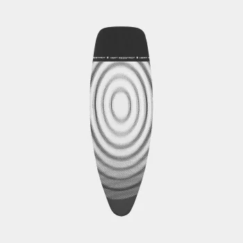 Brabantia strygebrætbetræk Titan Oval, 135 x 45 cm, størrelse D, 8 mm polstring, bomuldsoverflade med skum, metallic grå