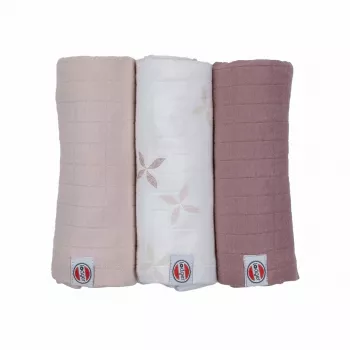 Lodger Swadler Solid matcha bomuldsvikle, rose, 70x70 cm, 3 stk.