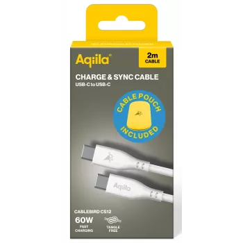 AQIILA Cablebird CS12 USB-C til USB-C lade- og synkroniseringskabel 2m 60W sort AQCBPBIC2SI829