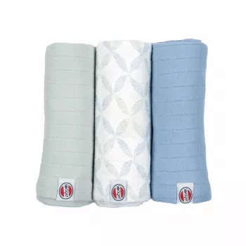 Lodger Swadler Solid Matcha bomuld svøb, pebermynte, 70x70 cm, 3-pak