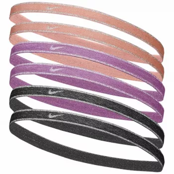 Nike Swoosh Sport Metallic hårelastik 6-pak – fersken, lyserød, grå