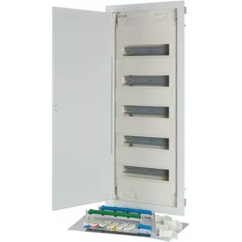 Eaton KLV-60UPP-F indbygningsfordelerskab, 5-rækket, 60 modulenheder, hvid 302410