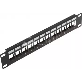 Wirewin TKS PANEL 12 12-port keystone patchpanel, 10 inch rackmonteret, afskærmet, sort