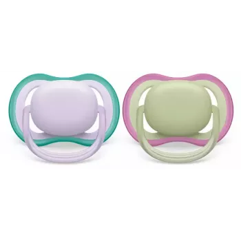 Philips Avent Ultra Air sutter 0-6 måneder, 2-pak, pige rosa/lilla, SCF085/24