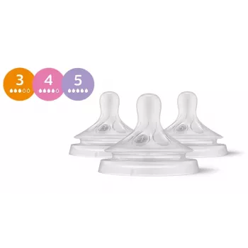 Philips Avent Natural Response babyflaske-silikonesut-sæt (3-pak, Flow 3, 1+ måneder)