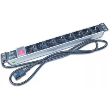 Wirewin NVL8 UPS 19 inch 1U rackmonteret PDU med 8 Schuko-stikdåser, 16A, sort