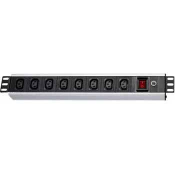 Wirewin NVL9 USV Version 19 inch 1U Rackmount PDU, 9x IEC C13 Outlets, IEC C14 Input, 10A, Black