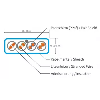 Wirewin Cat6a U/FTP Slim patchkabel, 0,1 m, hvid, RJ45, 10G, 500MHz PKW-STP-SLIM-K6A 0.1 WS