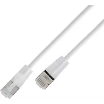Wirewin SLIM KAT6A 10 Gigabit Light Patch Cable, U/FTP, Translucent Connectors, White, 1.5 m SLIM-L-UF-K6A-TL 1.5 WT
