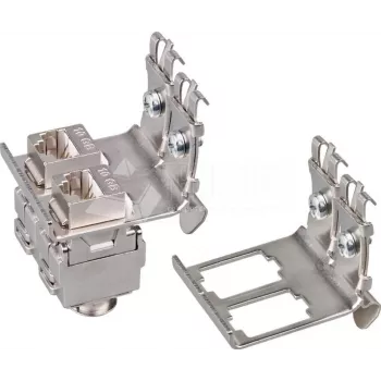 Wirewin DIN Rail Holder for 2 Keystone Jacks, Metal Keystone System (WKS DIN RAIL HOLDER 2)