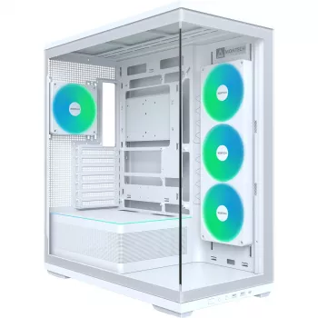 MONTECH TG3 PC-kabinet, Tempered Glass x2, hvid