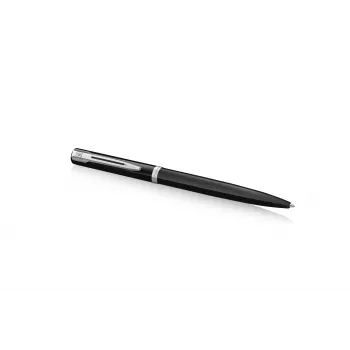 Waterman Impression kuglepen – sort lak, krom-dekorring, medium blå 2225498