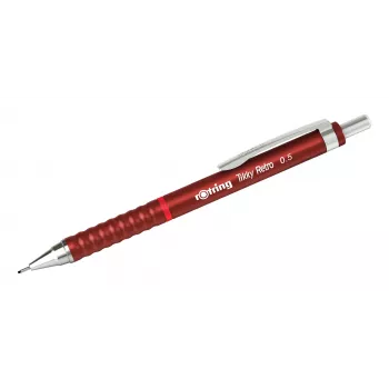 Rotring Tikky Retro mekanisk blyant 0,5 mm rød forkromet hylster gummigreb 2202568