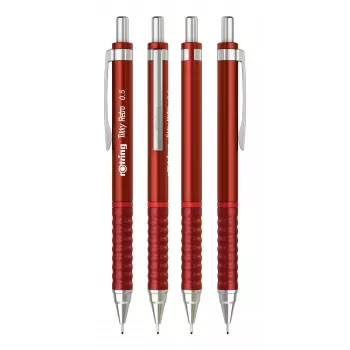 Rotring Tikky Retro mekanisk blyant 0,5 mm rød forkromet hylster gummigreb 2202568