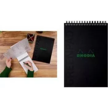 RHODIA GREENPAD spiralnotesbog A5+ linjeret sort 160x210mm 90 g/m² 80 blade 119929C
