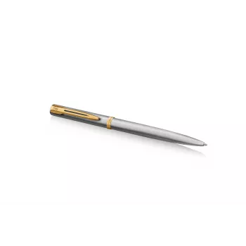 Waterman Impression kuglepen af rustfrit stål med guldbeslag, medium blå, gaveæske 2225495