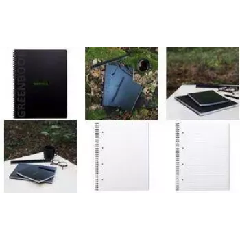 RHODIA Greenbook College Block A4+ linjeret, sort omslag af genbrugspapir 119914C