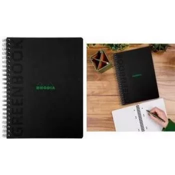 RHODIA GREENBOOK Collegeblock A4+ linjeret sort (80 blade) 119923C
