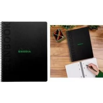 Rhodia Greenbook Collegeblock A5+ linjeret, sort omslag af genbrugskarton, 80 blade 119925C