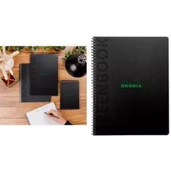 Rhodia GREENBOOK collegeblok A5+ linjeret, sort omslag af genbrugspap, 80 ark 119935C