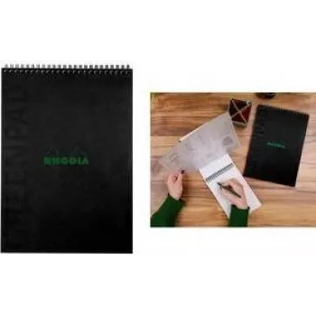 RHODIA GreenPad spiralnotesbog A4+ linjeret sort 90 g/m² 80 blade 119927C