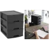 EDA STONE skuffeboks DIN A5, 3 skuffer, polypropylen, sort 010322 NO