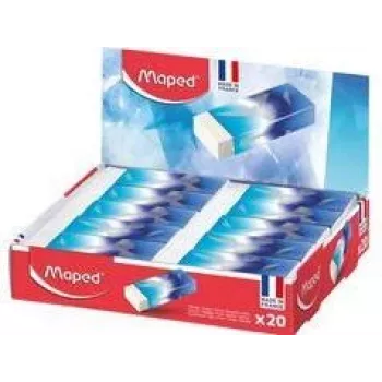 Maped ARCTIC Plastic Eraser, White, 20-Piece Display Box, Phthalate-Free & PVC-Free 116125
