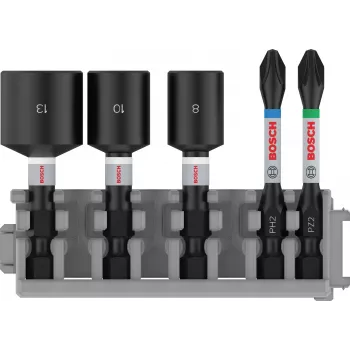 Bosch Impact Control skruebit- og topnøglesæt, 5 dele, PH2, PZ2, 8/10/13 mm 2608522350