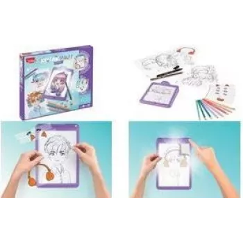 Maped Creativ LED Light Table AVATAR MANGA, Purple, Battery-Operated, A5 Tracing Pad with Manga Templates 907076