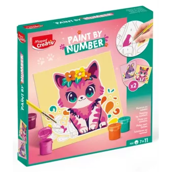 Maped Creativ mal efter numre sæt kat & hare - 2 forudtrykte plader, akrylf arver, pensler, fra 7 år 907083