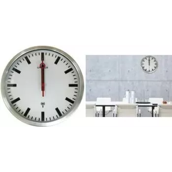 UNILUX STATION radiovægur, 350 mm, sølvfarvet stationsstil, sorte firkantede visere 400124567