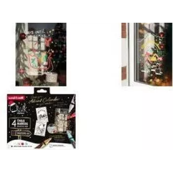 uni-ball kridtmarker CF CHALK/4 009, Christmas Box TRADI, forskellige farver, rund spids, 1,8-2,5 mm, 4 stk